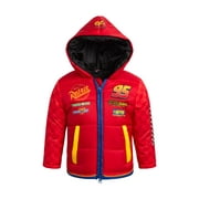 Disney Boys' Puffer Jacket - Full Zip Up Hooded Mickey Mouse, Cars and Buzz Lightyear (Sizes: 2T-7)